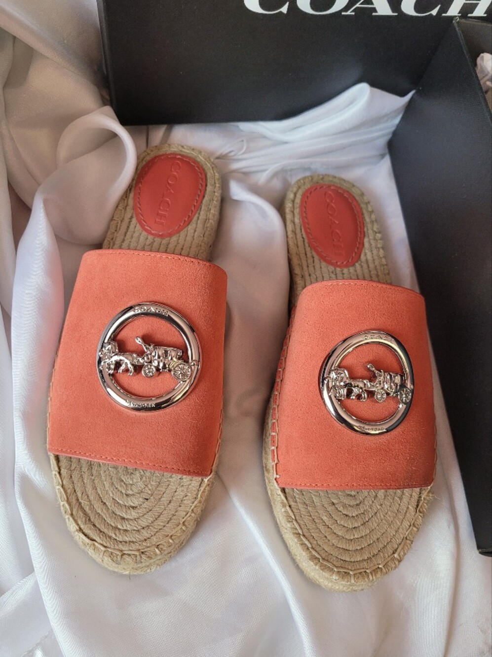Coach Suede Espadrille Coral 8.5M